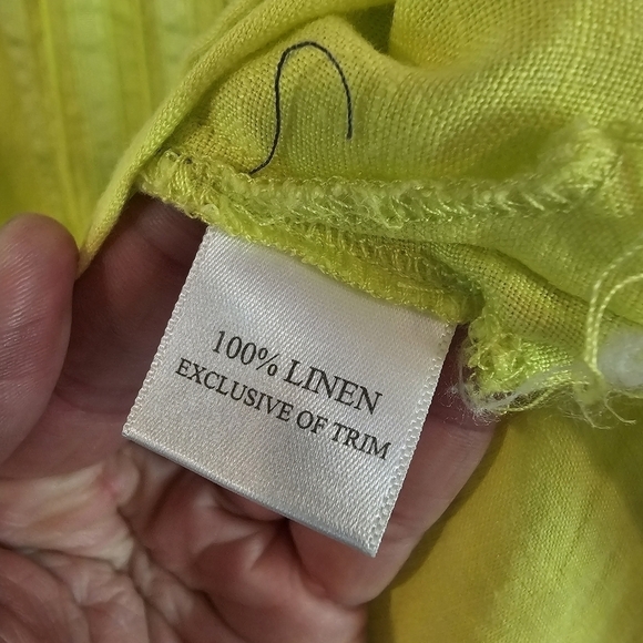 Island Republic 100% Linen Tassle Button Down Neon Green Chartreuse Top - Picture 5 of 6